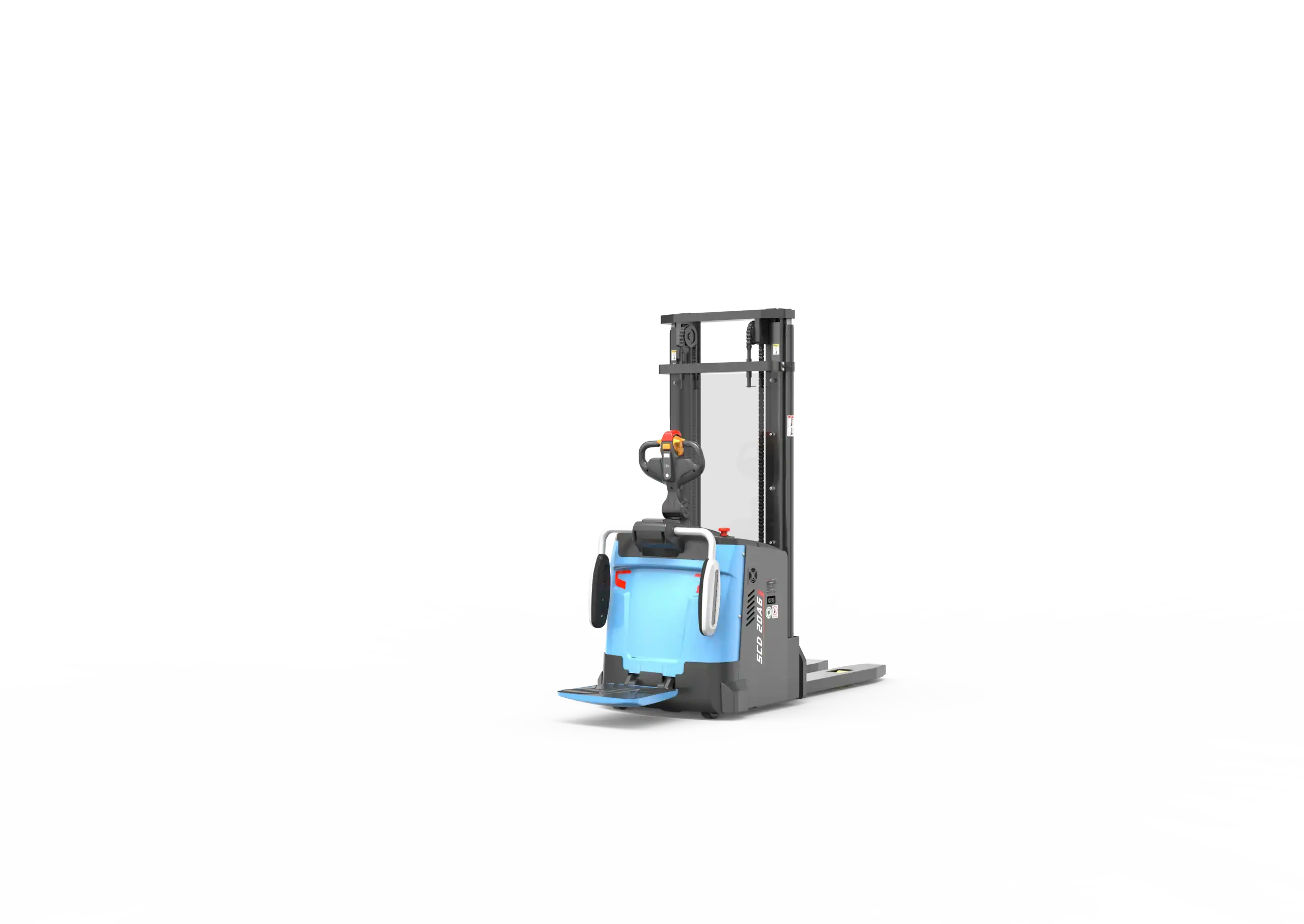 Apilador eléctrico Sany para manejo de cargas en almacenes.